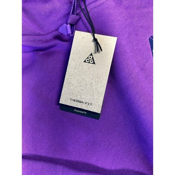 Nike ACG Therma-FIT Fleece Pullover Hoodie SZ Small Men Purple Cosmo DH3087-599 - Picture 7 of 8